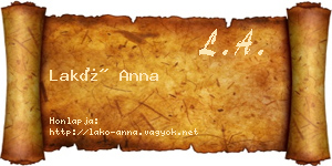 Lakó Anna névjegykártya