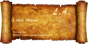 Lakó Anna névjegykártya